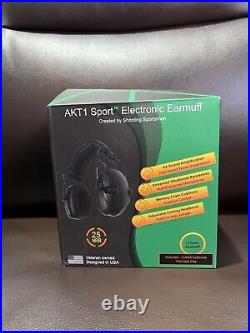 AKT1 Sport Sound Amplification Earmuff, Shooting Sportsman Veteran USA NRR 25