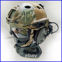 Custom Multicam FAST Tactical Bump Helmet + Electronic Earmuffs + ANSI Goggle