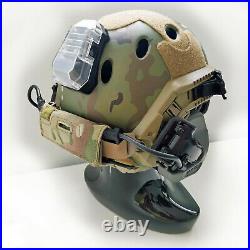 Custom Multicam FAST Tactical Bump Helmet + Electronic Earmuffs + ANSI Goggle