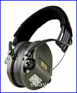 Digital Electronic Earmuff Amplification AUX-Input Black-Green Gel-Seals