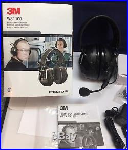 PELTOR 3M WS-100 Electronic Hearing Protector Headphones & Microphone/MINT Cond