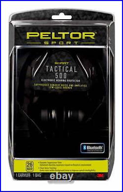 Peltor Sport500 Electronic Hearing Protection Earmuffs, Bluetooth-Enabled, Black