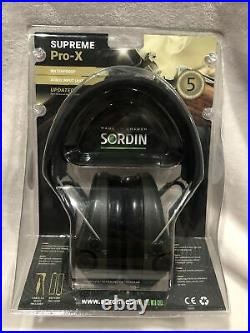 Sordin Supreme Pro X Black Caps, Gel Pads, Leather Band 75302-X/L-S, Newith Sealed