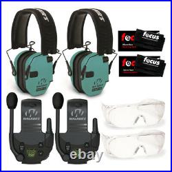 Walker's Razor Electronic Muffs (Light Tealt) 2-Pack, Walkie Talkies & Glasses